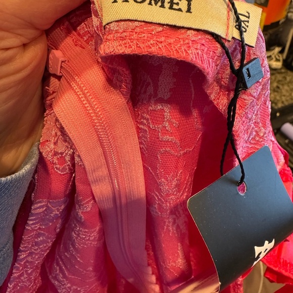 Plus Size Off-Shoulder Pink Jacquard A-Line Midi Dress – Size 0X (Size 12) NWT - Picture 7 of 8